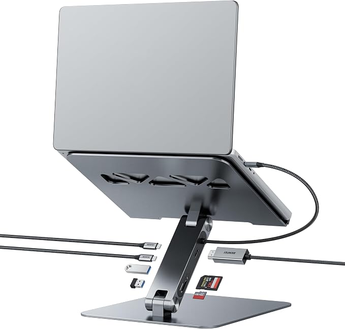 BENFEI Laptop Stand with USB C 7in1 Docking Station,HDMI 4K@60Hz,1*SD 1*Micro SD,100W Power Delivery,10Gbps 1*USB C 3.2 and 2*USB A 3.2 Compatible with MacBook Pro/Air, iPad Pro, XPS, Thinkpad by BENFEI