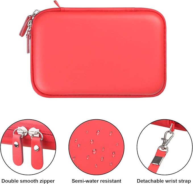 Canboc Carrying Case for MacBook Air Pro Charger MagSafe/MagSafe 2 Power Adapter, iPhone 16/16 Pro MagSafe Charger, USB C Hub, Type C Hub, USB Multiport Adapter, Hard Shockproof Bag, Red - Image 3