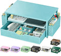 Spacrea Desk Organizer and Accessories, Computer Monitor Stand Riser with Drawer and 2 Pen Holders, Office Desk Accessories & Workspace Organizers for Office Supplies (Blue) by Spacrea