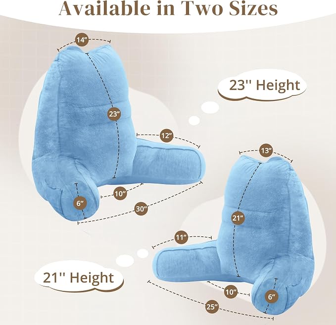 Sasttie Reading Pillow for Bed, Back Pillow for Sitting Up, Blue | 23" Backrest Support Cushion for Couch, Sofa, and Floor, Dorm Essentials, OEKO-TEX, Adjustable Down Alternative Fill - Image 2