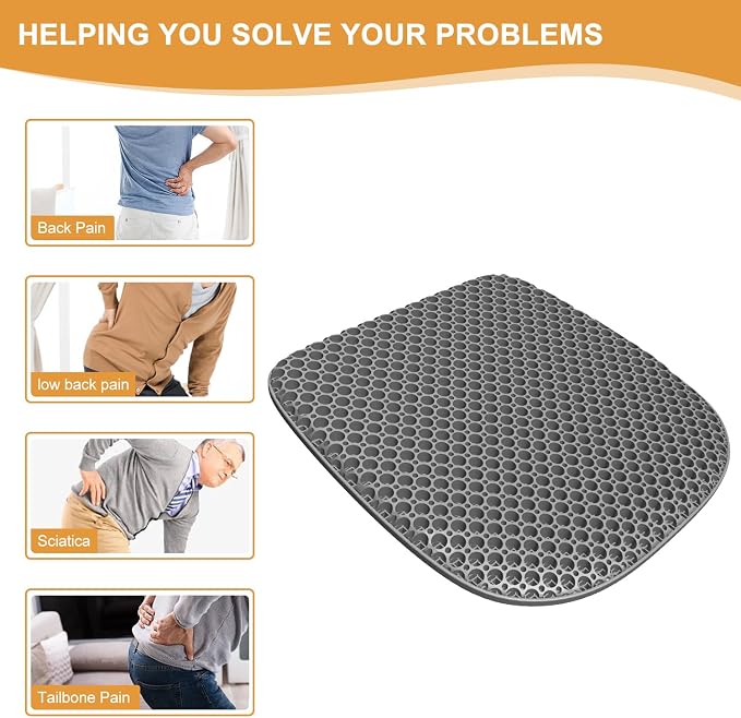 EVEME Large Gel Seat Cushion for Long Sitting with Non-Slip Cover,Soft & Breathable,Seat Cushion for Chair,Car,Office,Desk Chair,Wheelchair - Image 8