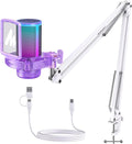 MAONO DGM20S USB Microphone for PC with Clear Voice & Noise Reduction | RGB Lighting, Tap-to-Mute, Gain Control, Monitoring and Boom Arm for Discord Gaming, Streaming, Content Creation.Purple by MAONO