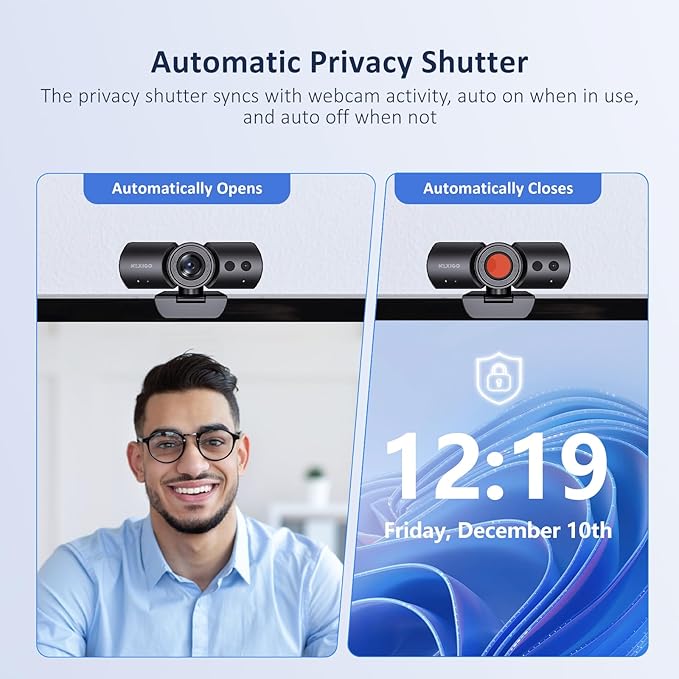 NexiGo HelloCam Pro, Webcam with Windows Hello, 1080P 60FPS Autofocus, True Privacy, Automatic Electronic Shutter, Computer Camera, Microphone, Facial Enhancement, HD USB Web Cam - Image 2