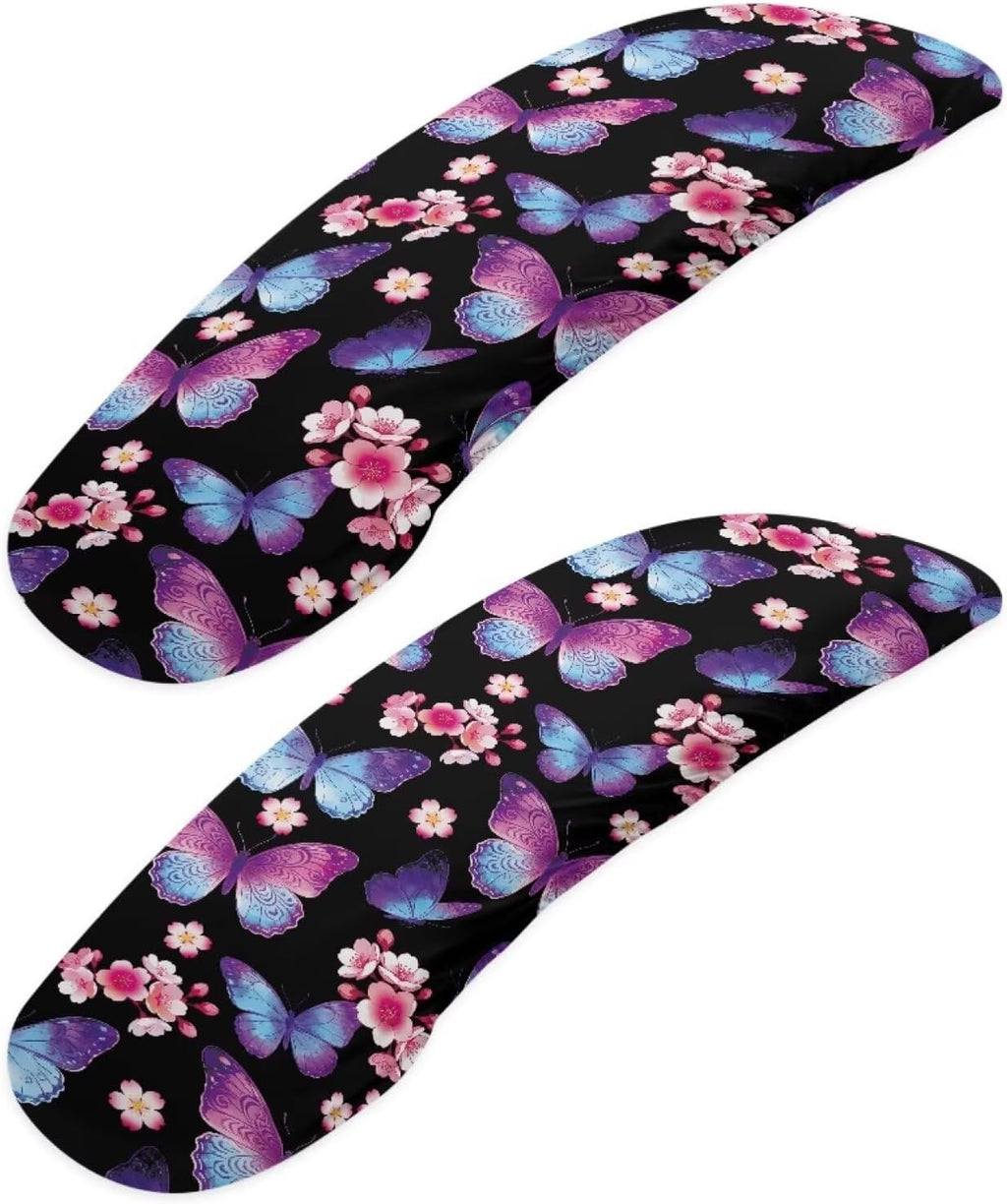 Office Chair Armrest Slipcovers Covers 2Pcs/Set Butterfly Cherry Blossom Print Soft Stretchy Computer Chair Arm Rest Cover Universal Fits Rotating Desk Gaming Chairs, Home Decor by Wanzuoeng