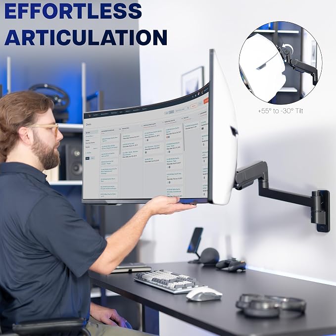 VIVO Black Ultrawide Monitor Wall Mount for up to 57 in Screens, MOUNT-G57 | TV and Monitor Arm, VESA Wall Mount, Designed for Samsung Odyssey Ark, Neo G9, ViewFinity S9, and More, Holds 59.4 lbs - Image 8