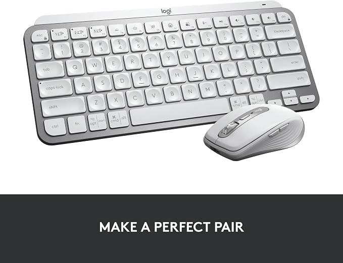 Logitech MX Keys Mini Minimalist Wireless Illuminated Keyboard - Pale Gray | Minimalist, illuminated, compact, backlit, USB-C, compatible with iOS, Windows, Linux, Android, metal build - Image 12