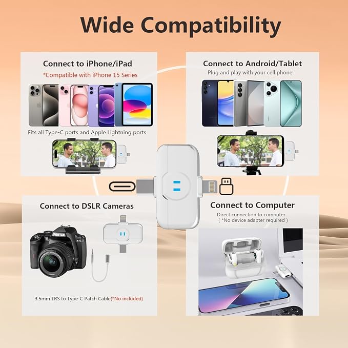 MAYBESTA Wireless Lavalier Microphone for iPhone Android Phone | Bluetooth Lapel Mic, Clear Voice, Noise Cancelling, Charging Case, Mini Clip on, Podcast Vlogging TikTok Interview - Image 6