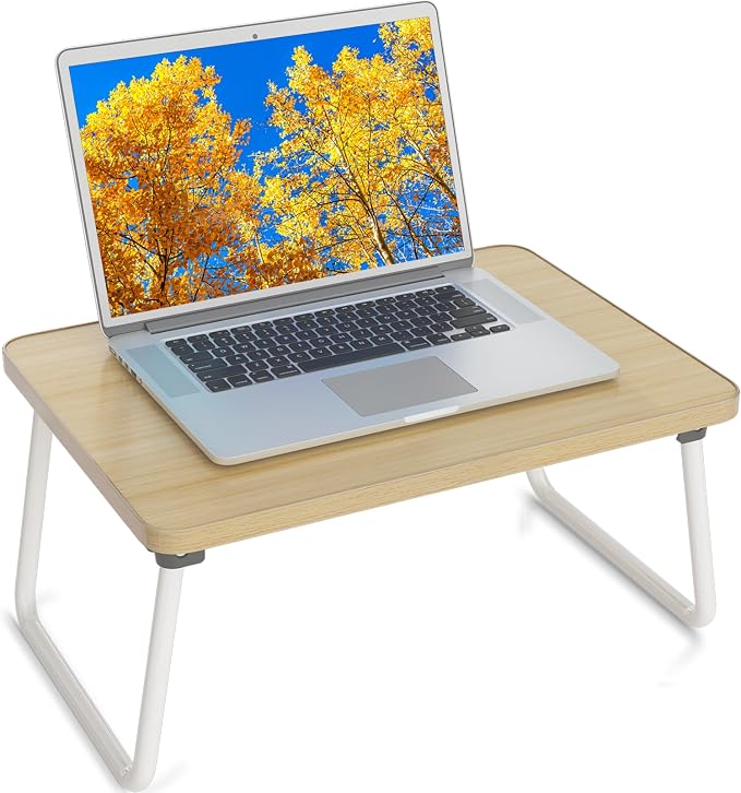 Foldable Lap Desk, Laptop Stand Bed Table Tray for Couch | Portable Breakfast Serving Tray, Lightweight Mini Lap Table, Works Great as Tablet Desk for Working, Reading & Writing,Beige by Unknown