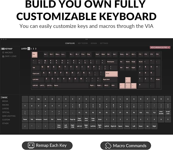 Keychron K10 Pro Wireless Custom Mechanical Keyboard, Full-Size QMK/VIA Programmable Bluetooth/Wired White Backlight with Hot-swappable Keychron K Pro Red Switch Compatible with Mac Windows Linux | QMK Programmable Bluetooth/Wired White Backlit with Ho... - Image 4