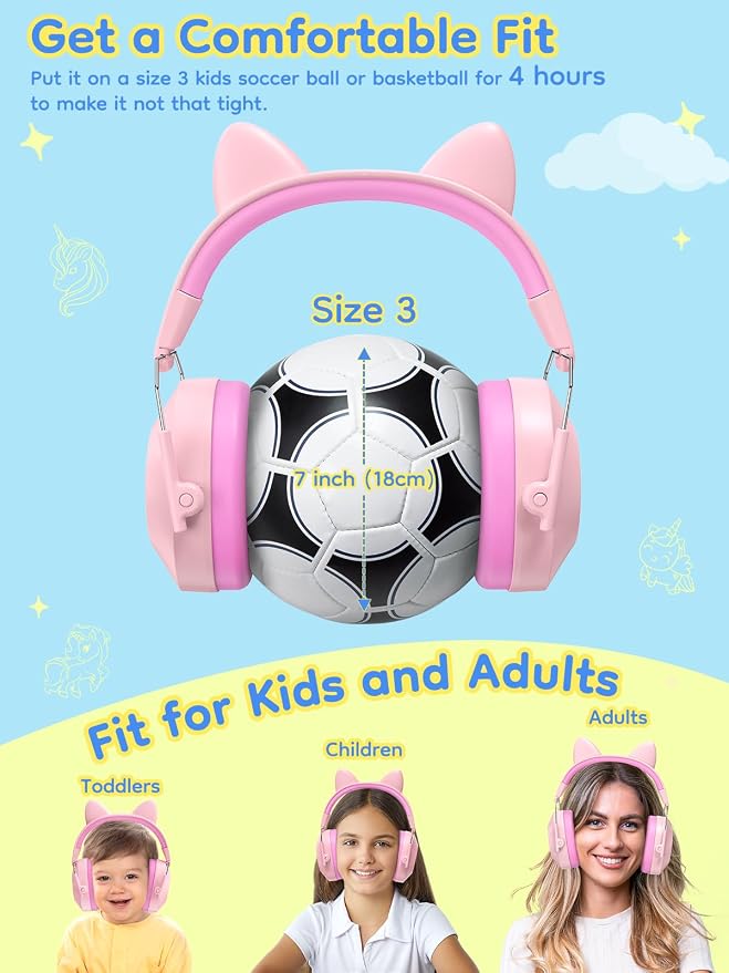 Dr.meter EM200 Noise Cancelling Headphones for Kids Cute Cat Ear Muffs | 32dB Kids Ear Protection Ear Muffs Toddler Hearing Protection Earmuffs for Fireworks, Concerts, Autism Sensory w/ Stickers - Image 5