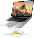 JCZT 360° Rotating Laptop Stand for Desk, Metal Foldable Laptop Riser White | Ergonomic Portable Adjustable Laptop Stand, Ventilated Cooling Notebook Holder for MacBook Air Pro, All 10-16'' Laptops by JCZT