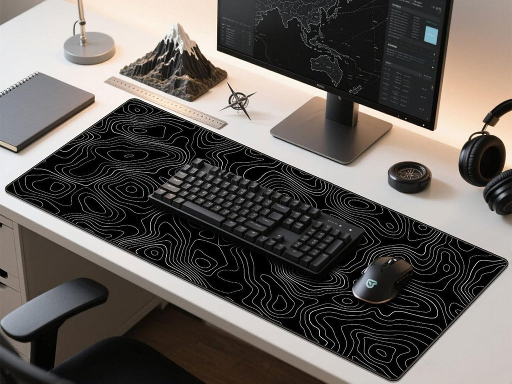 Extra Large Gaming Mouse Pad with Black Topographic, XXL Mousepad, Big Mouse Mat Desk Pad, Non Slip Keyboard Pad for Gaming Computer Laptop PC Office Desk Accessories - Image 9
