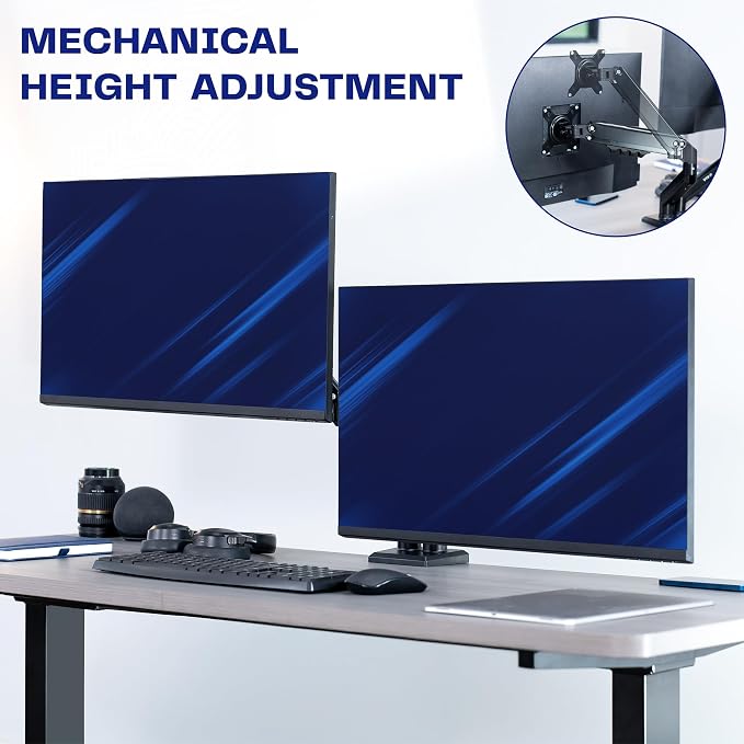 VIVO Aluminum Articulating Dual Monitor Arm for 13 to 30 inch Screens, Desk Mount Tension Spring Monitor Stand for 2 Screens, Black, STAND-V102O - Image 8