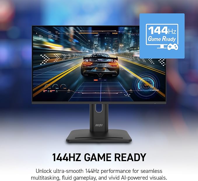 msi PRO MP272 E14C 27-inch IPS 1920 x 1080 (FHD) Office Monitor, 144Hz, Free-Synch, HDMI, USB C (15W Power Delivery), VESA Mountable, Tilt, Speaker, 4-Side Slim Bezel 1ms, Black - Image 4