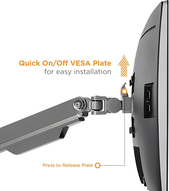 Mount-It! Dual Monitor Desk Mount with USB 3.0 Ports, Full Motion Dual Monitor Stand for 2 Screens up to 32 Inches, VESA 75x75 & 100x100, Clamp or Grommet Installation - Image 8