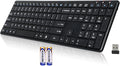Wireless Keyboard-2.4G USB Ultra Slim Quiet Full Size Matte PC Computer Keyboard,19 Multimedia Keys,Number Pad,Plug&Play,Lag-Free Ergo,Long Battery Life for Desktop,Laptop,Smart TV,MAC,Windows,QWERTY by INFINMIND