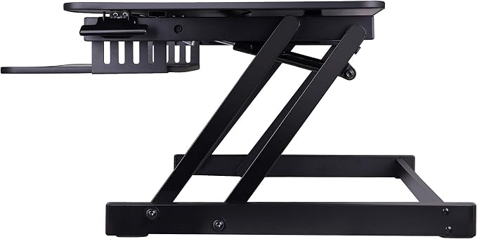 Rocelco 32" Height Adjustable Standing Desk Converter - Slide Out Retractable Keyboard Tray - Sit Stand Up Double Monitor Riser - Dual Piston Lift Assist Tabletop Computer Workstation - Black (R ADRB) - Image 8