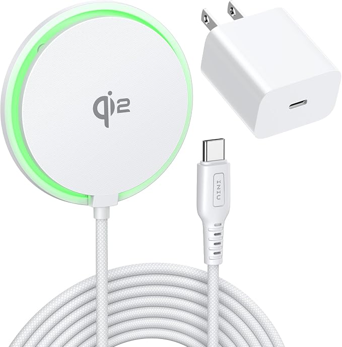 INIU Magnetic Wireless Charger, Qi2 Certified 15W Fast Wireless Charging Pad with Cooling Fan, for iPhone 16 15 14 13 12 Series, AirPods, and More (Adapter Included) by INIU