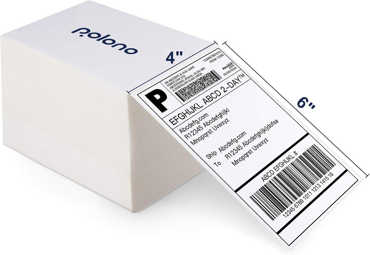 POLONO 4x6 Thermal Labels Fanfold, 500 Shipping Labels for Label Printer by POLONO