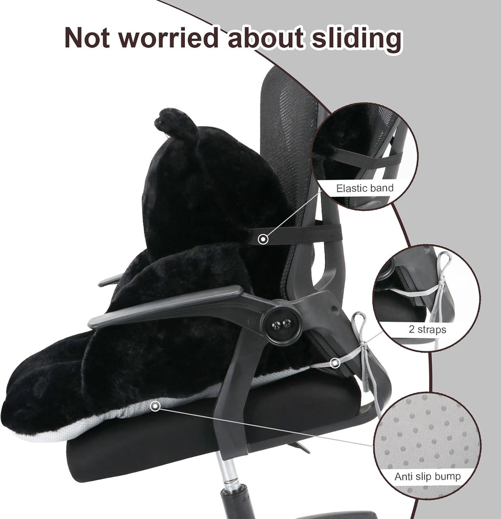 Cute Chair Cushion, Chair Pillow for Gaming, Black Cat, 17x16.5 in - Image 3