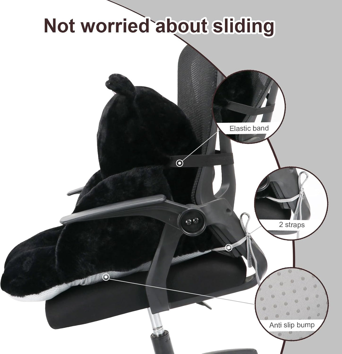 Cute Chair Cushion, Chair Pillow for Gaming, Black Cat, 17x16.5 in - Image 3