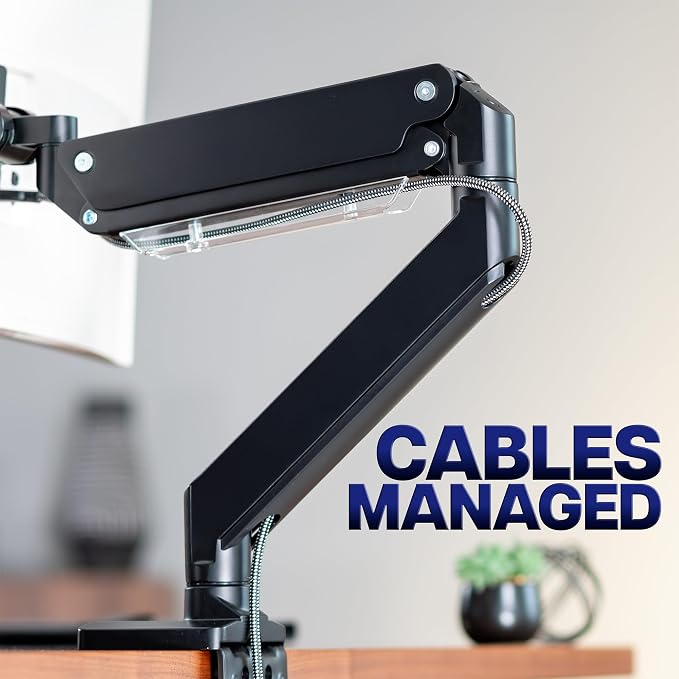 VIVO Premium Aluminum Monitor Arm for Ultrawide Screens up to 49 inches and 33 lbs, Heavy Duty Single Desk Mount, Pneumatic Height, Max VESA 100x100, Black, STAND-V101G1 - Image 9