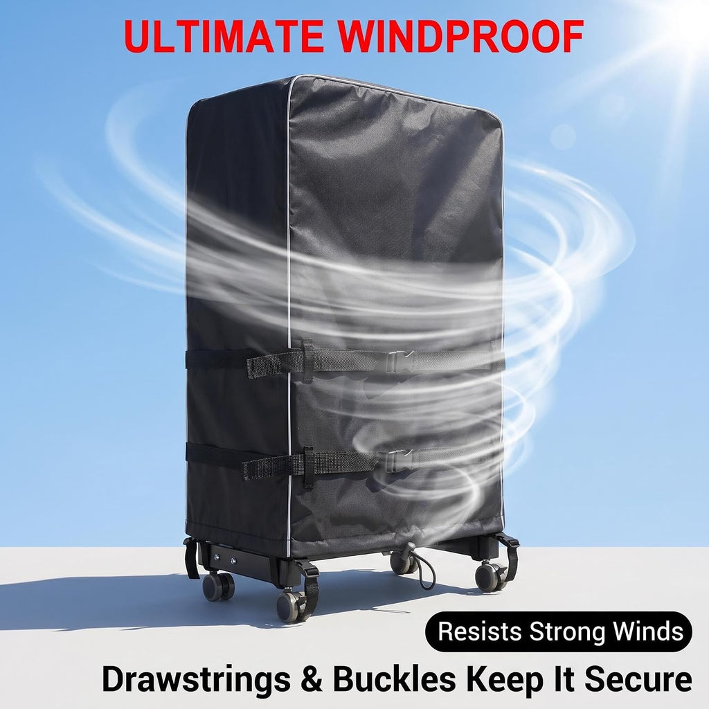 70-75 Inch Windproof Outdoor TV Trolley Cover, Heavy Duty Oxford Weatherproof Dustproof Cover for Mobile Rolling TV Stand(70''L x15''W x 57''H) - Image 7