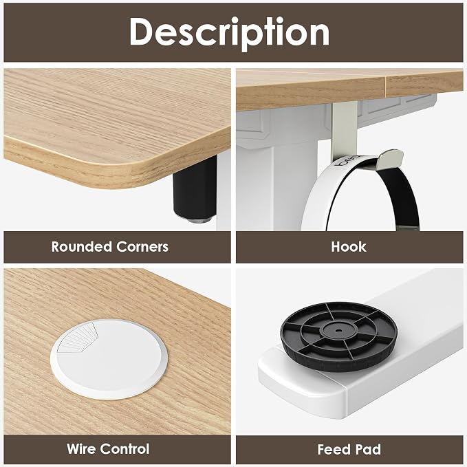 Electric Standing Desk Adjustable Height Sit Stand Home Office Desk with Splice Board - Image 7