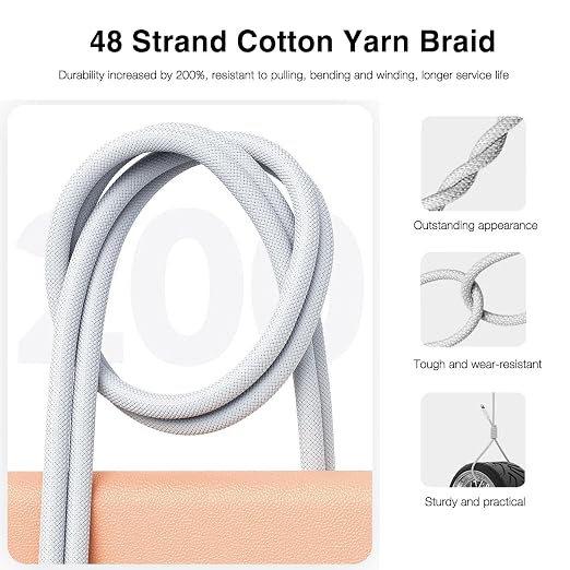 10FT Long USB C to USB C Cable Compatible for iPhone 17/16/15, 17 16 15 Pro Max, Plus, 16E, 17Air Carplay Charger Cord, AirPods 4, AirPods Pro (2nd/3rd Gen) Woven Car Charging Charger Cord 2pack - Image 3