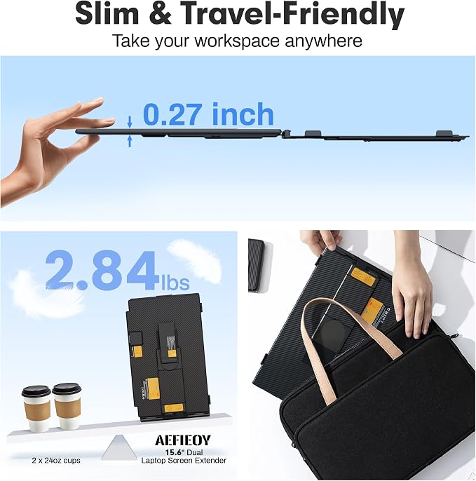 Upgraded Laptop Screen Extender, 15.6”Ultra-Thin Dual Portable Monitor with 1080P FHD IPS, Detachable & 4-in-1 Modes, USB-C/HDMI Plug-Play Monitor Extender for Mac/Win/Android, Fits 13-17" Laptops - Image 3
