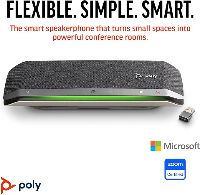 Poly Sync 40+ Smart Speakerphone (Plantronics) - Flexible Workspaces - Connect to PC/Mac via BT700 Adapter and Smartphones via Bluetooth - Works with Teams, Zoom – Amazon Exclusive - Image 2