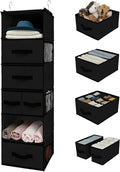 GRANNY SAYS Hanging Closet Organizer, 5 Drawers, 6 Shelves, 6 Pockets | Hanging Closet Organizer with 5 Different Drawer Designs, 6 Shelves & Reinforced Structure for Organized Small Spaces, Black by GRANNYSAYS