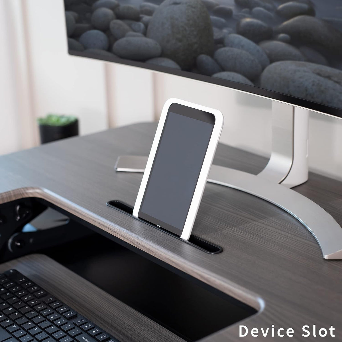 VIVO Dual Tier Standing Desk Converter, 36" Dark Grey Top - Image 7