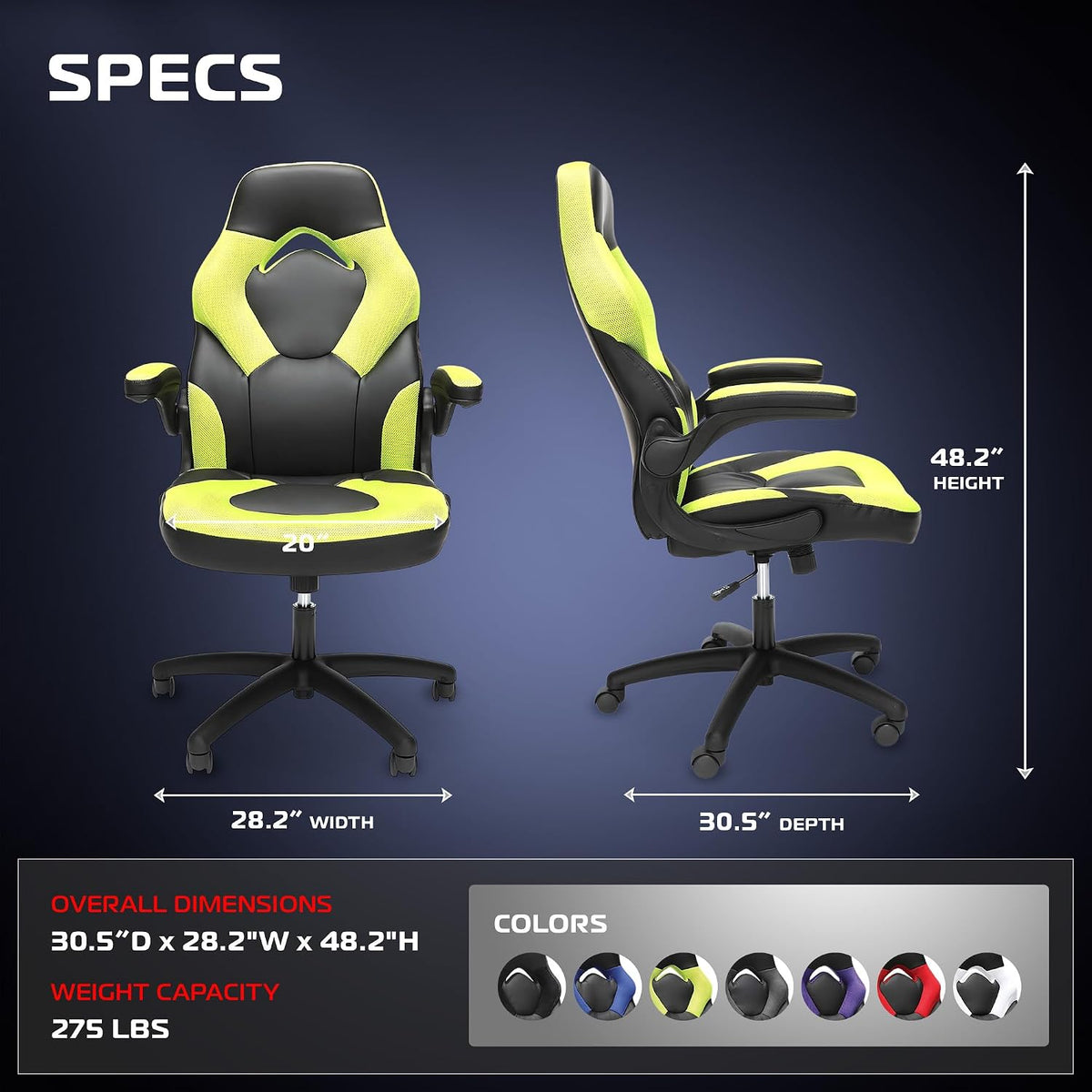 RESPAWN 3085 Gaming Chair, Ergonomic Office Chair, Headrest, Flip-Up Arms - Image 2
