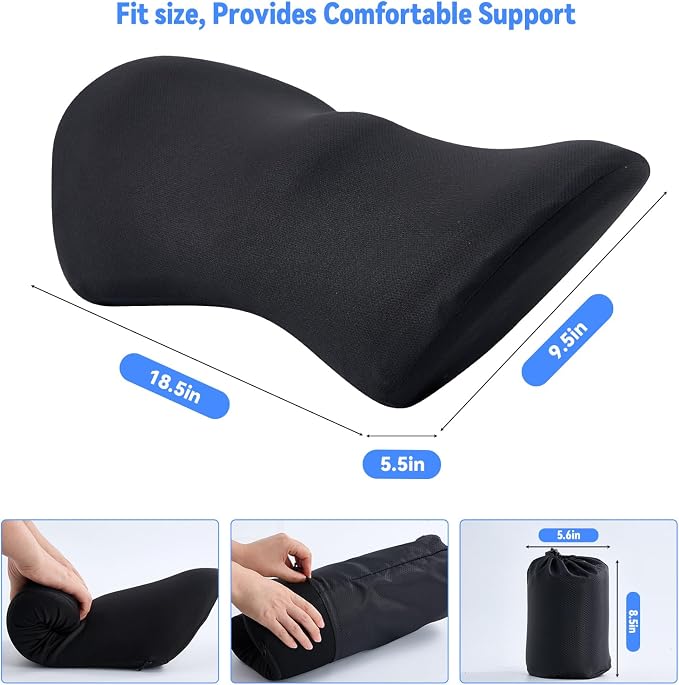 Lumbar Support Pillow for Office Chair and Car Seat, Lumbar Pillow with Adjustable Strap, Memory Foam Back Pillow for Lower Back Pain Relief, Back Support Pillow for Sitting, Driving, Traveling - Image 7