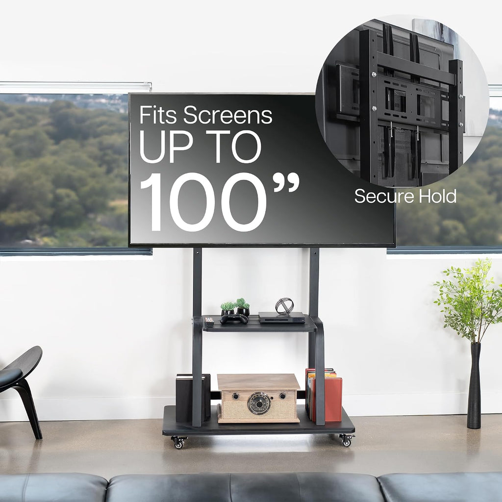 VIVO Mobile TV Cart with Dual Level Shelving for 42-100 in Screens - Image 5