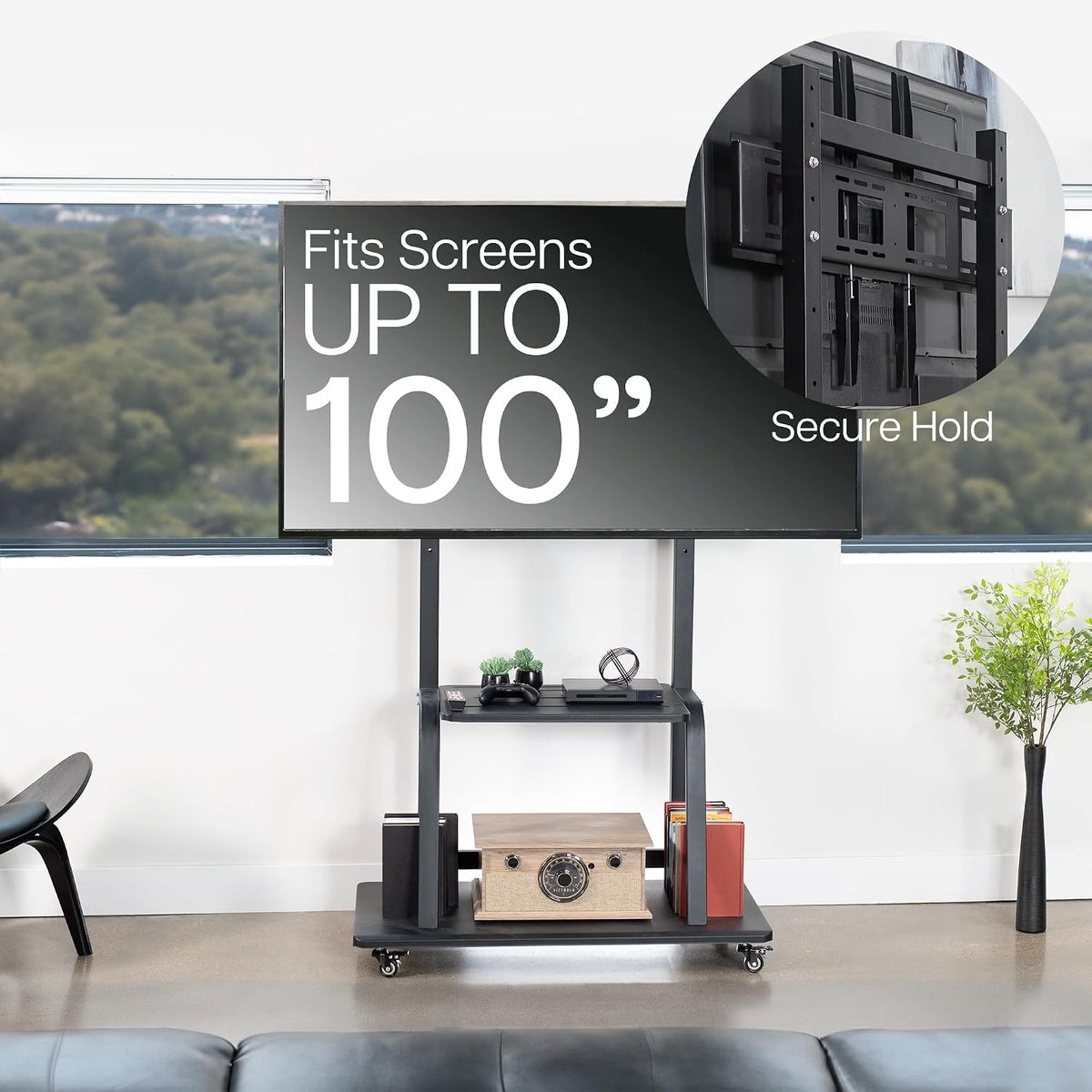 VIVO Mobile TV Cart with Dual Level Shelving for 42-100 in Screens - Image 5