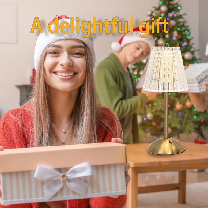Crystal Table Lamp, 5000mAh Rechargeable Lamp with Touch Control, 3 Color Temperatures, Dimmable Brightness, Matte Aluminum Light for Bedroom/Bar/Kitchen/Outdoor (Fashion Gold, 5.55Inch-1Pc) - Image 6