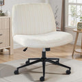 OLIXIS Criss Cross Office Chair, Vanity Chair, Home Office Desk | Wide Seat, Height Adjustable, Comfy Fabric, Armless No Wheels, Bedroom, Study Room, Beige by OLIXIS
