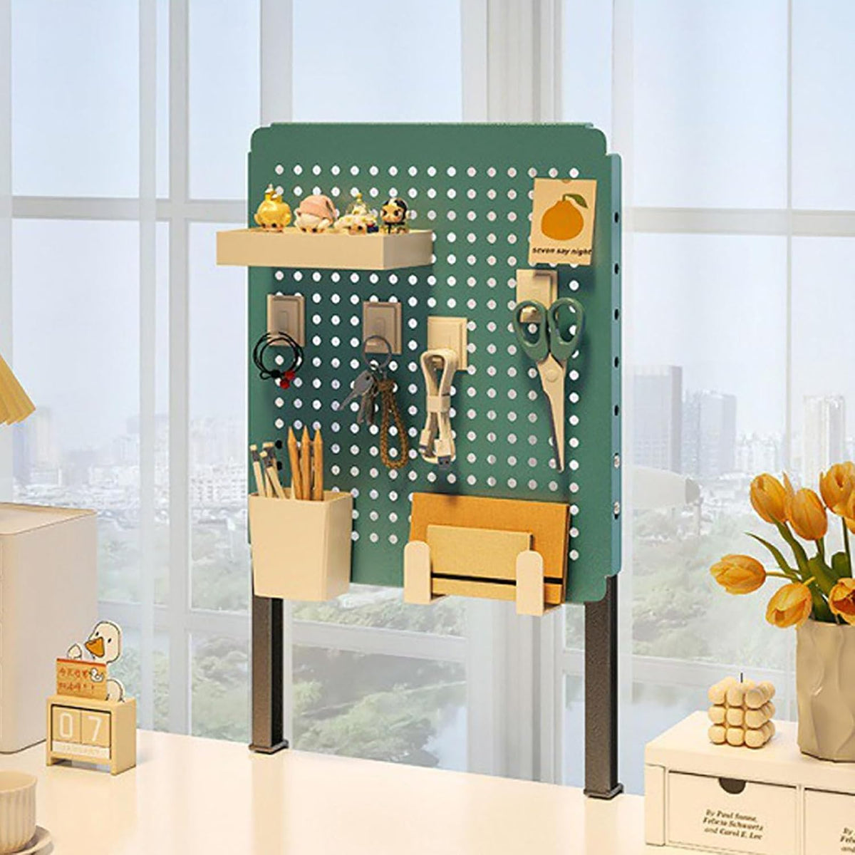 Clamp-on Desk Extender with Magnetic Pegboard Organizer and Panel by Generic