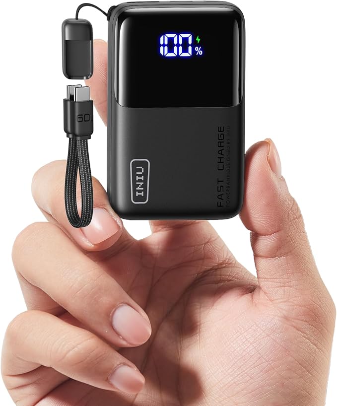 INIU Portable Charger, Ultra Mini 10000mAh 45W Fast Charging Power Bank | Flight-Safe, USB-C Cable, Travel Essential, 45W Battery Phone Pack for iPhone 17 16 Samsung S26 Google iPad etc by INIU