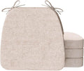 AAAAAcessories D-Shaped Chair Cushions, 2" Thick Dining Chair Pads with Ties and Removable, Machine-Washable Cover, 17" x 16", Set of 4, Oatmeal Beige by AAAAAcessories