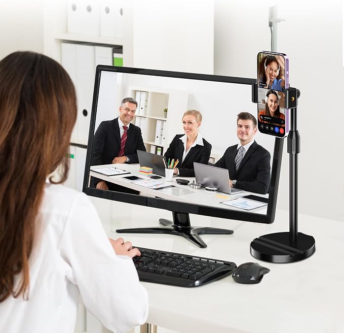 Telescopic Webcam Tripod Stand for Desk with Phone Holder, Desktop Webcam Mount Compatible with C922 C930e C920S C920 C615 C960 C920x Brio 4K, Table Phone Stand with 1/4'' Thread - Image 5