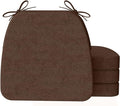 AAAAAcessories D-Shaped Chair Cushions, 2" Thick Dining Chair Pads with Ties and Removable, Machine-Washable Cover, 17" x 16", Set of 4, Brown by AAAAAcessories
