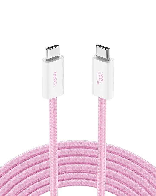 Belkin USB C to USB C 60W Braided Cable 9.9ft iPhone Charger Cord | iPhone 15/16/17, Samsung Galaxy S26, Pixel 10, Airpods, iPad, Nintendo Switch 2, MacBook, Steam Deck, Travel, Chromebook by Unknown