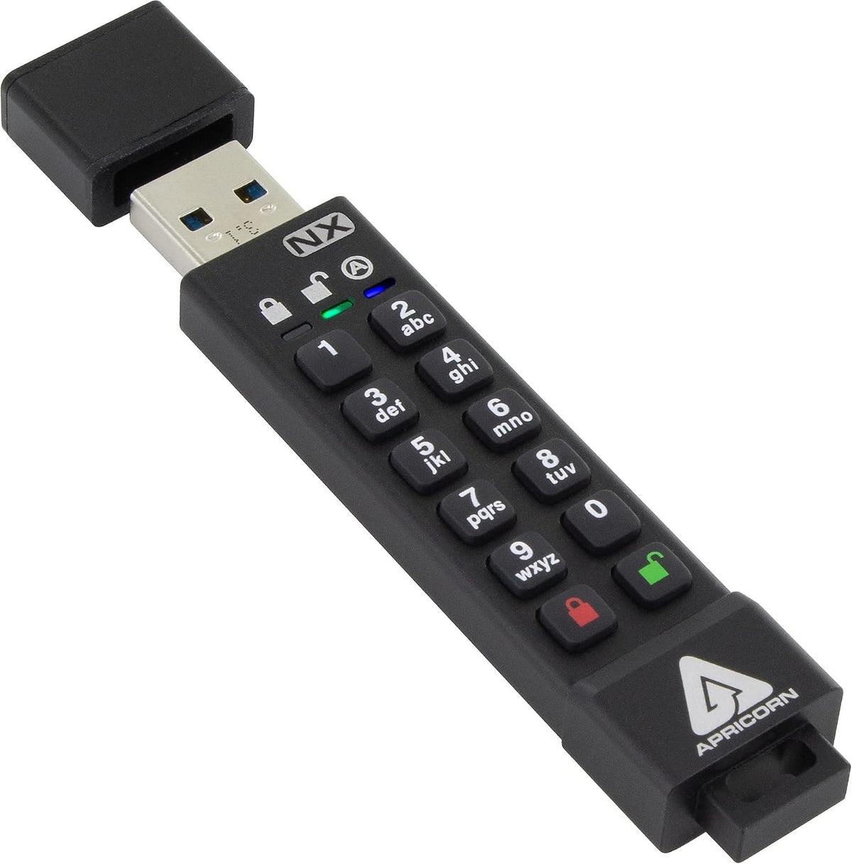 Apricorn Aegis Secure Key 3 NX 128GB 256-Bit Encrypted FIPS 140-2 Level 3 Validated Secure USB 3.0 Flash Drive, ASK3-NX-128GB, black by Apricorn