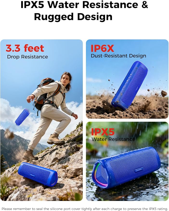 Bluetooth Speaker, 20W HD Sound, Portable Wireless, IPX5 Waterproof, Up to 24H Playtime, TWS Pairing, for Home/Party/Outdoor/Camping/Beach Essentials, Electronic Gadgets, Birthday Gift (Blue) - Image 4