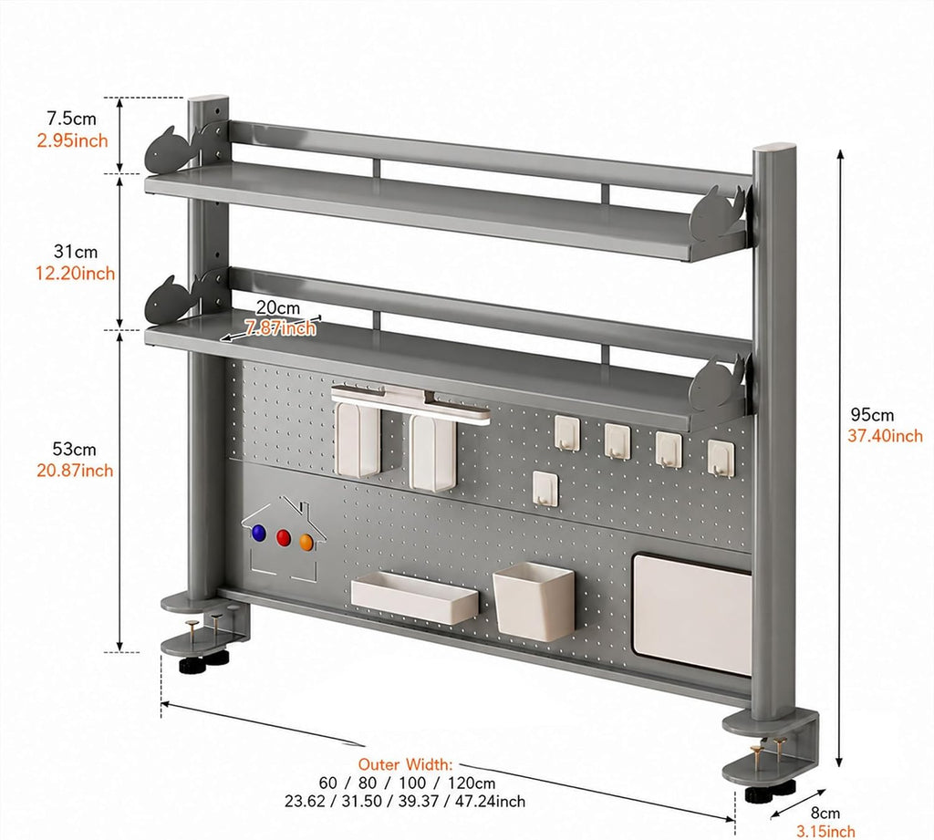 Desk Hutch Shelf with Pegboard for Dorm Office,Desktop Storage Organizer - Image 3