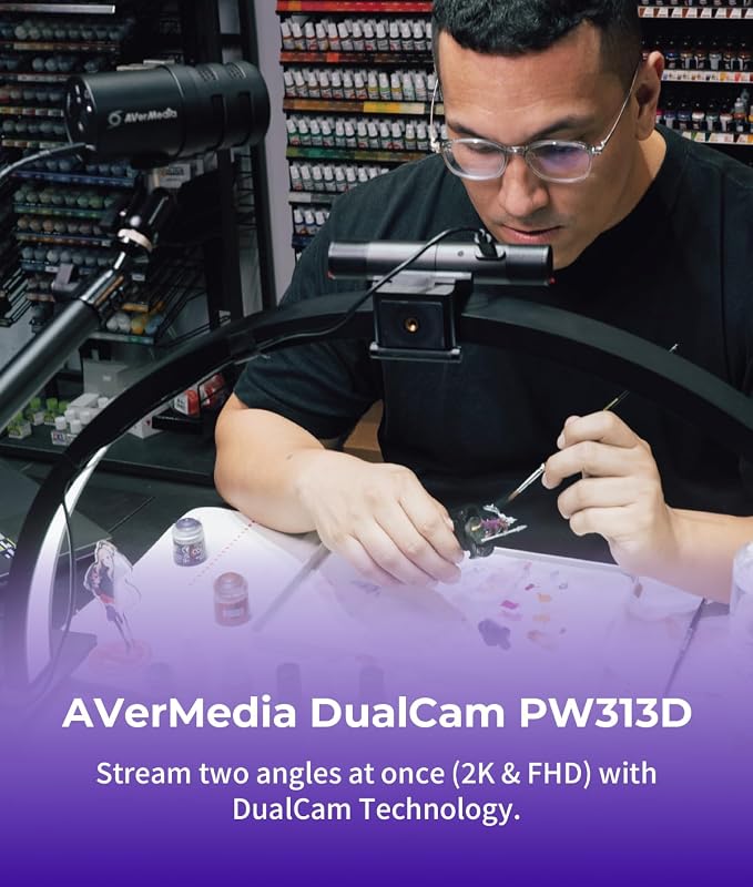 AVerMedia PW313D DualCam 2K Document Camera and Webcam for PC/Mac/Laptop, Autofocus, AI Noise Reduction, Online Teaching, Works with Zoom/Teams/Google Meet, Includes Tripod, TAA/NDAA Compliant - Image 2