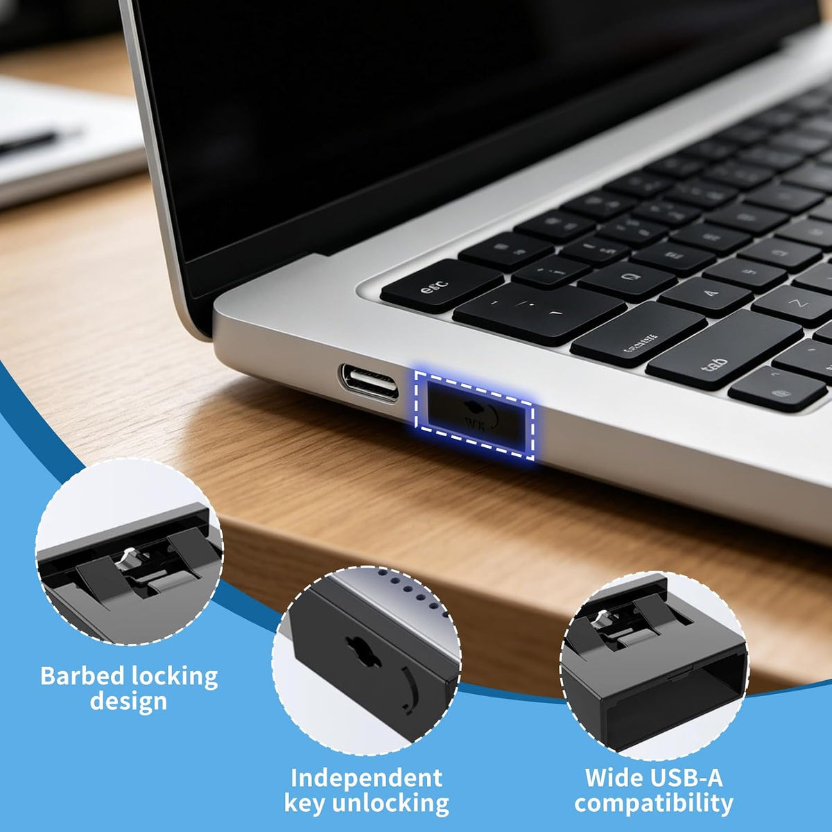 24-Pack USB-A Port Blockers with 2 Keys, Removable Physical Security Locks,Anti-Tampering Data Protection for Laptops,PCs & Game Consoles (Green) - Image 5